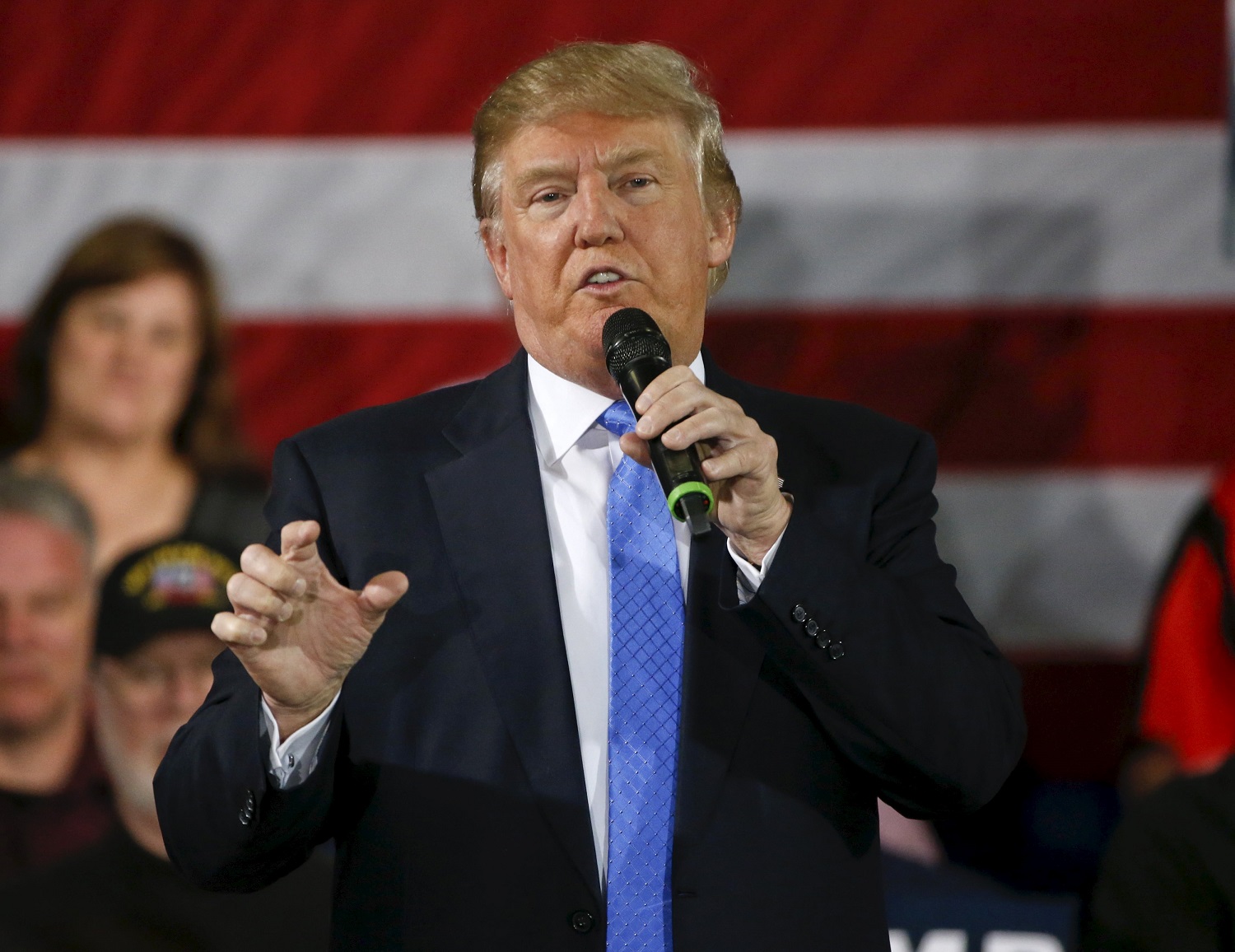 Republican U.S. presidential candidate Donald Trump speaks in Janesville